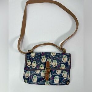 Fossil  Navy Owl Print Small  Crossbody Shoulder Bag Purse Cute Bohemian